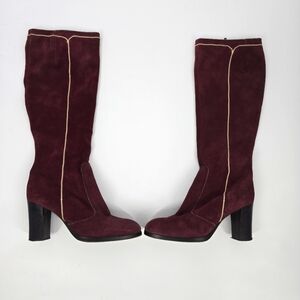 Vintage Qualicraft Town & Country Shoe Women's 7 M Boots Burgundy Suede